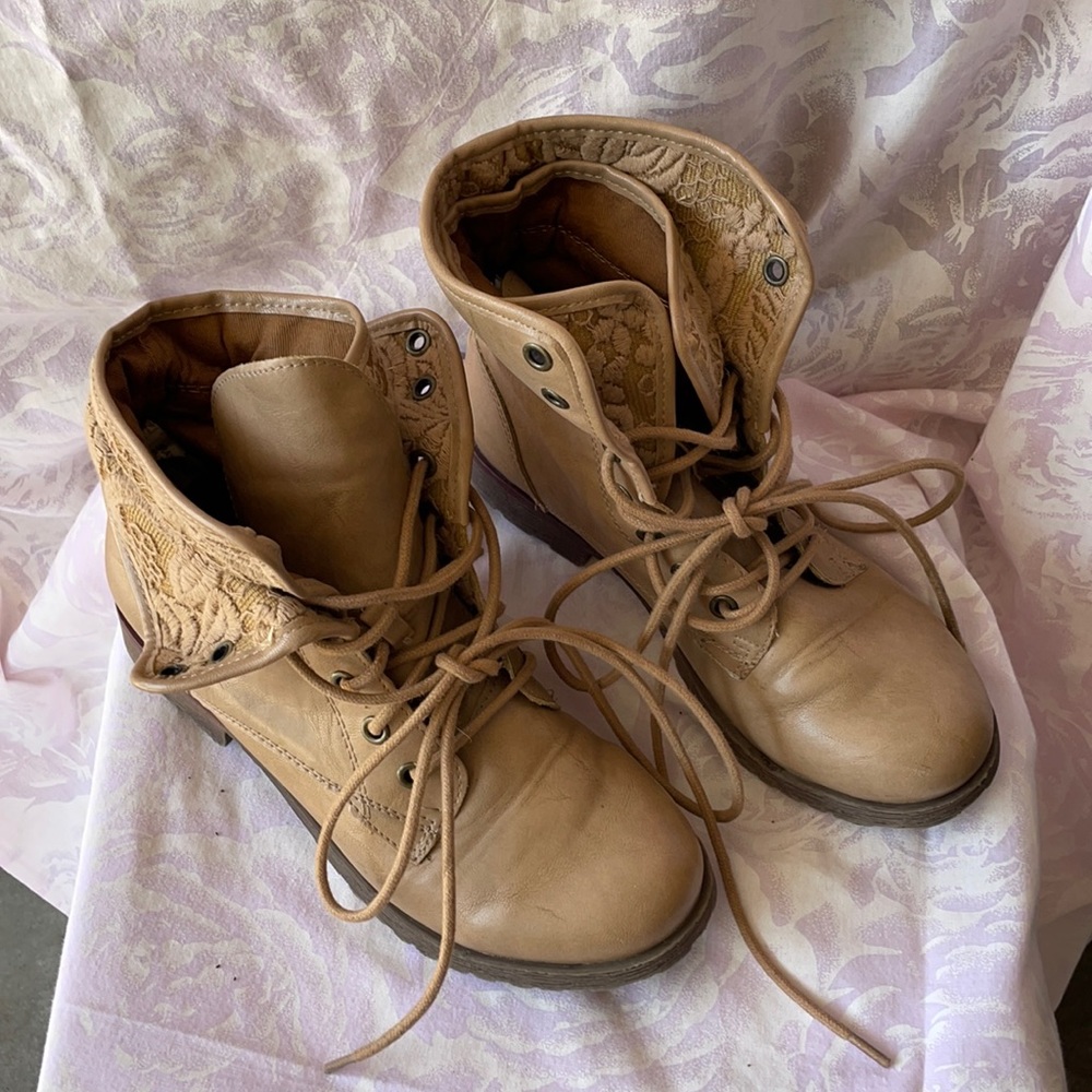 Rock and Candy Spray Paint Fold Over Combat Boots